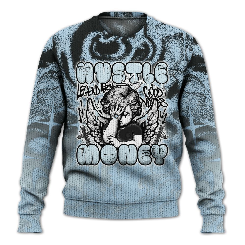 Sweater To Match Foamposite One Psychic Blue - Angel Hustle Money Graphic