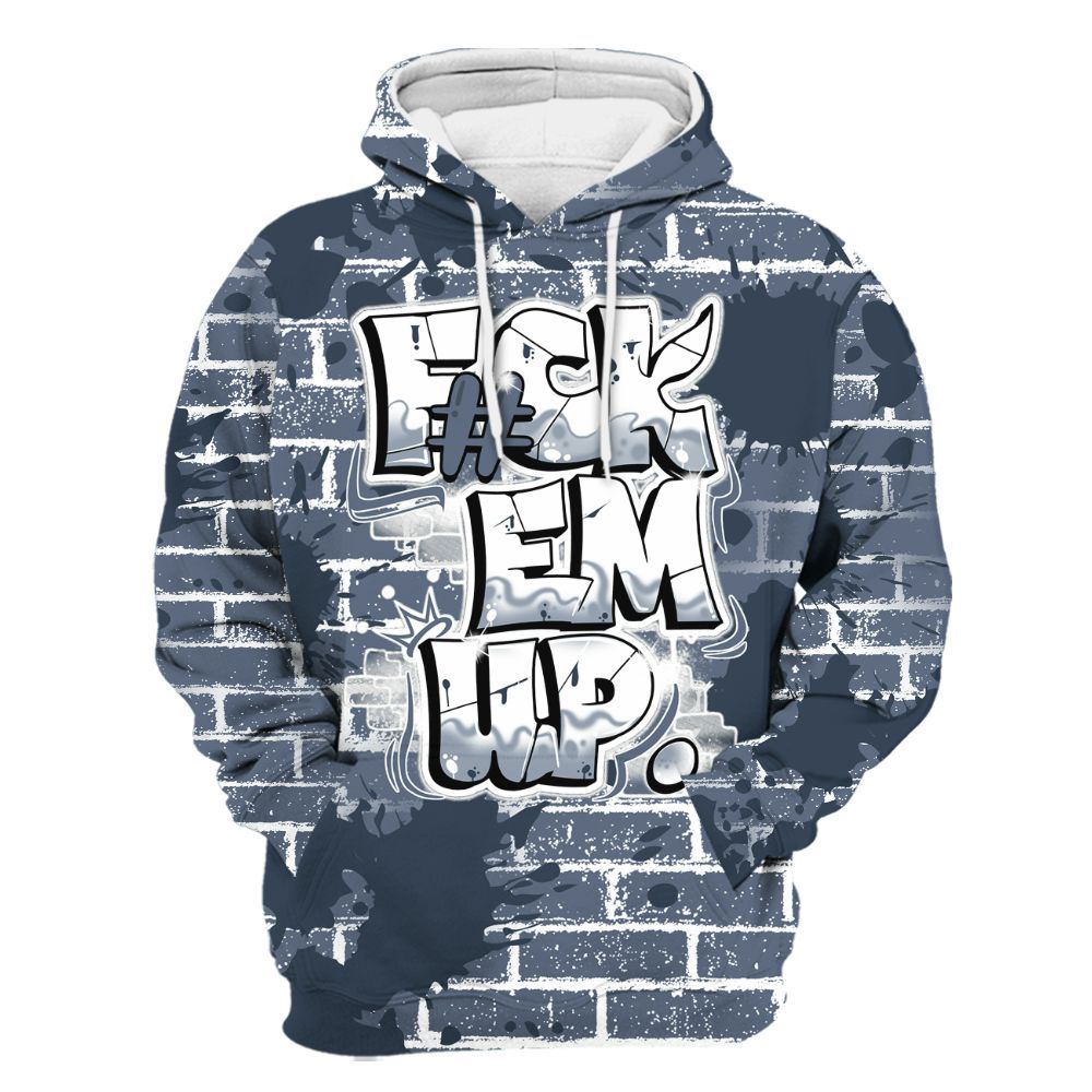 Hoodie To Match Low Diffused Blue 11s - F#ck Em Graphic Brick Art All Over Print