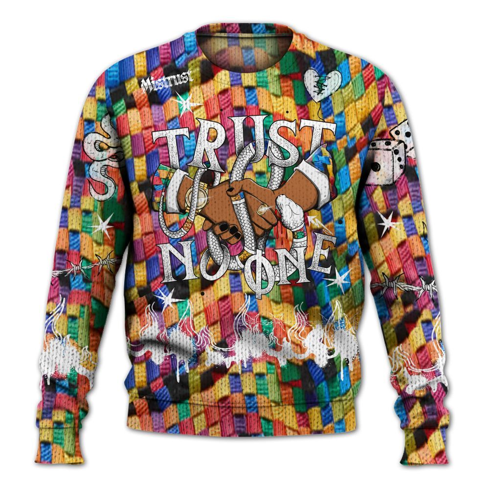 Knitted Sweater To Match Air Rainbow Weave - Trust No One Snake-Bite Doodle Crayon