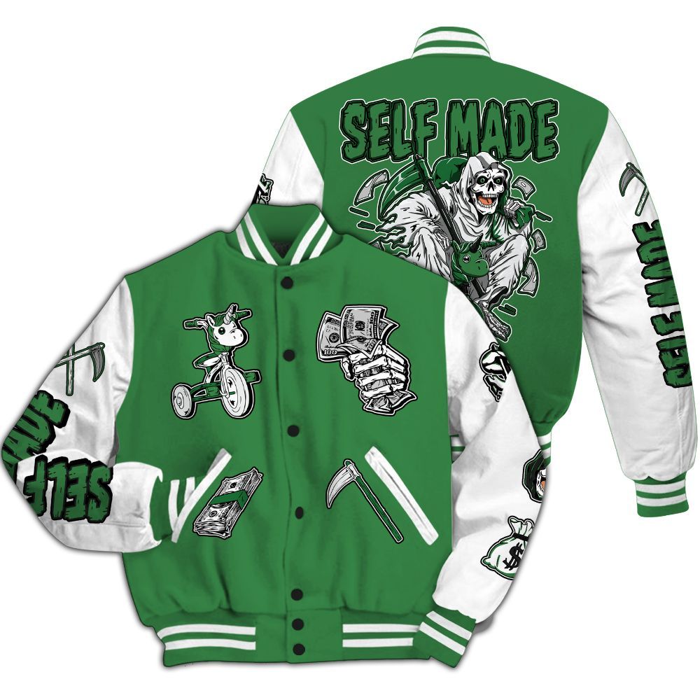 Varsity Jacket To Match Lucky Green 1s - Self Make Skeleton All Over Print