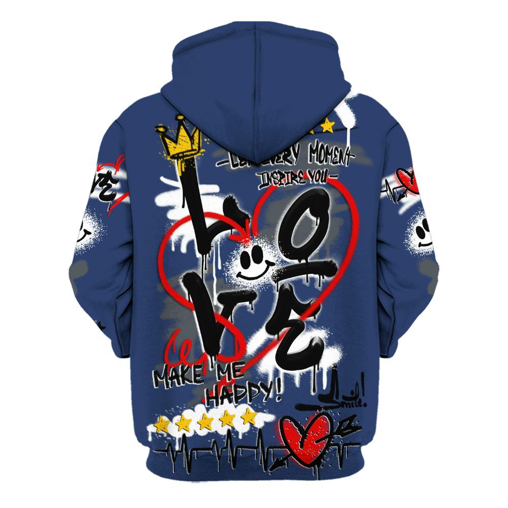 Hoodie To Match Retro Flint 13s - Happy Love Beats Graffiti Streetwear All Over Print