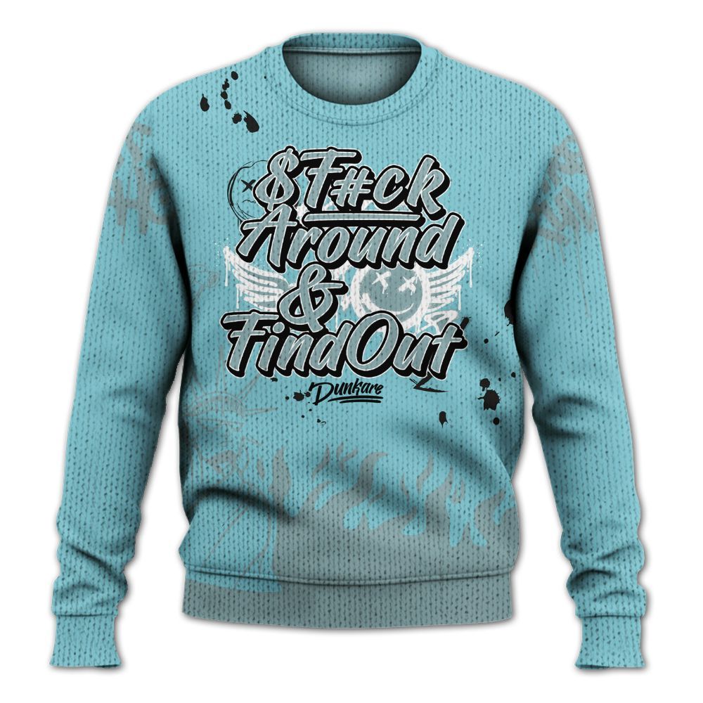 Knitted Sweater To Match Low Legend Blue 11s - Graphic Fck Around Find Out