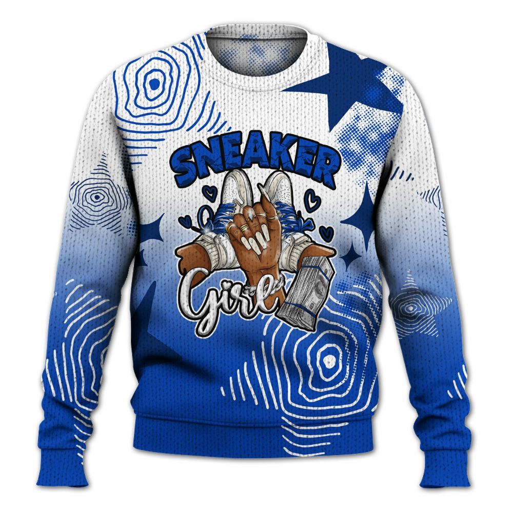 Knitted Sweater To Match Low Game Royal 1s - Sneakerz Girlz Unique Starz