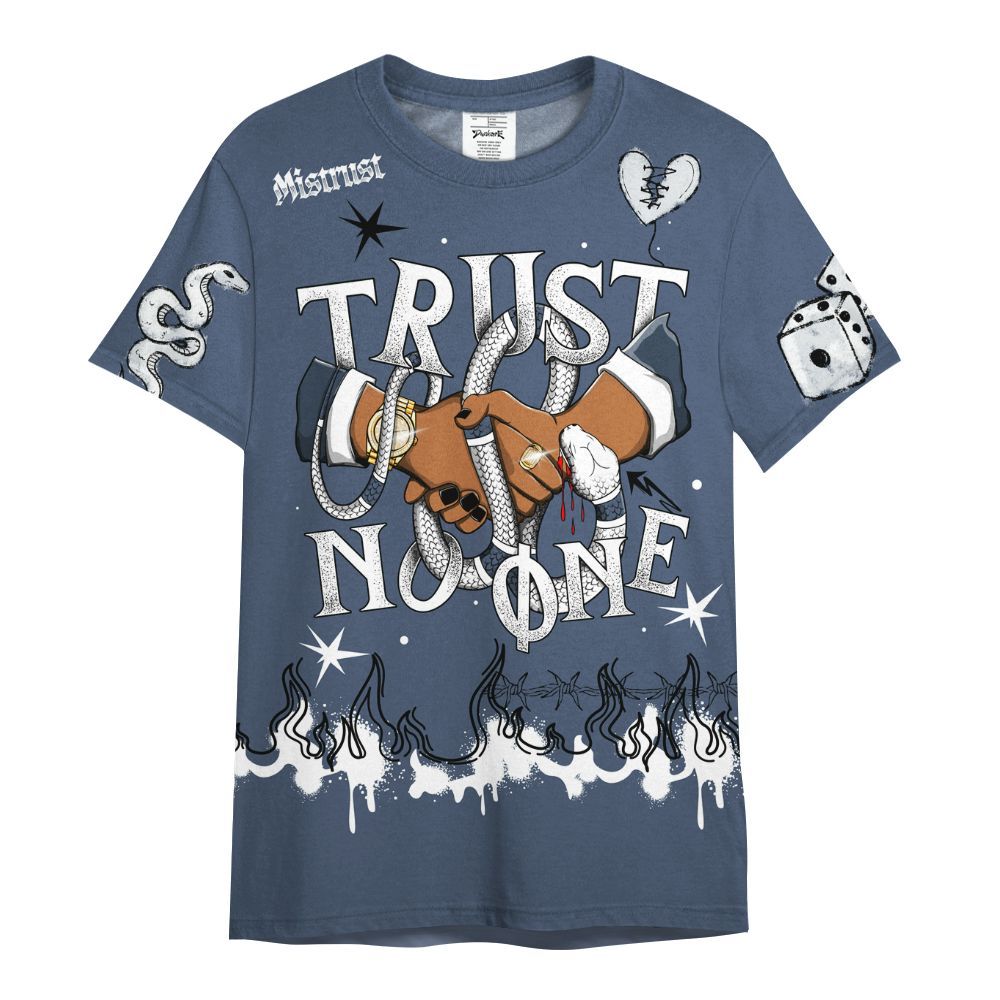 Shirt To Match Low Diffused Blue 11s - Trust No One Snake-Bite Doodle Crayon All Over Print