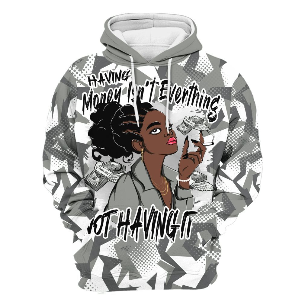 Hoodie To Match Paris Cement Grey 4s - Having Money Isn't Everthing Retro All Over Print