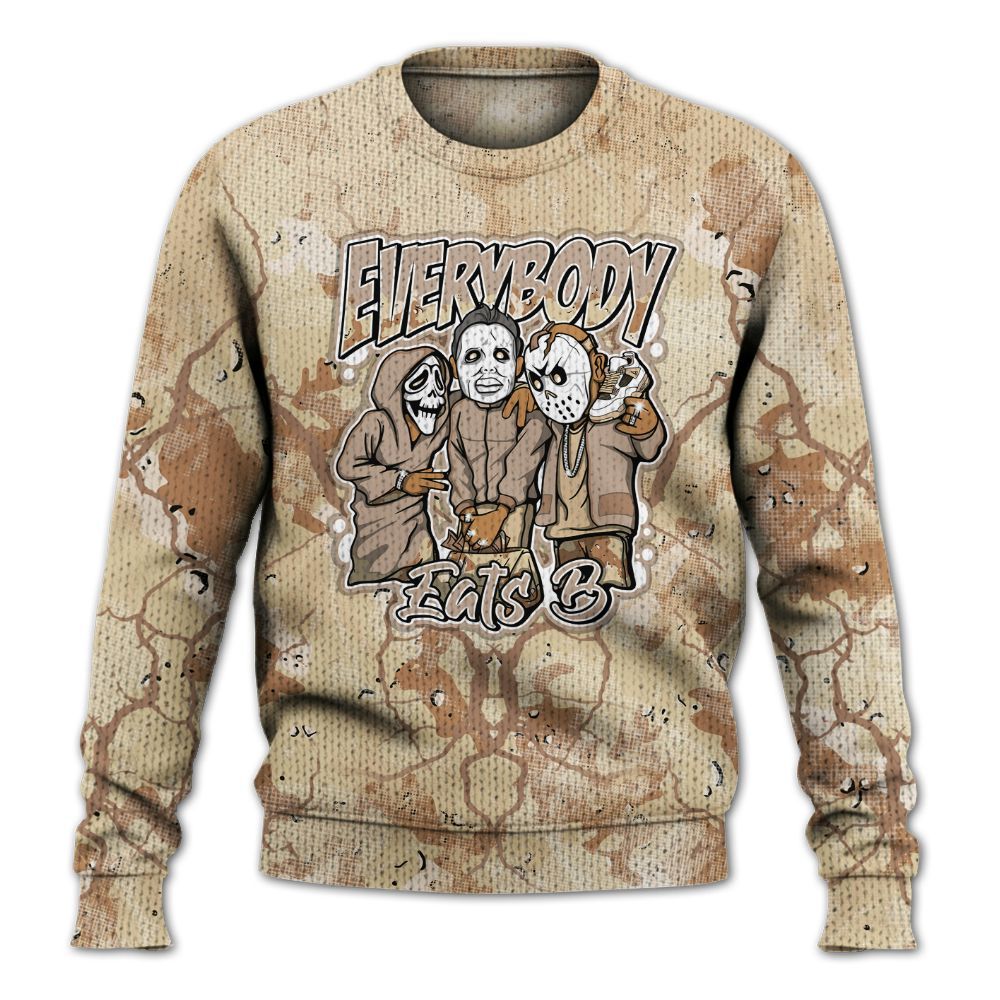 Knitted Sweater To Match Desert Camo 3s - Everybody Eatin B Graphic Halloween