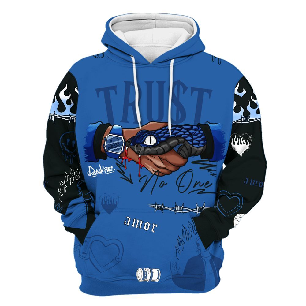 Hoodie To Match Brave Blue 13s - Snake Trust No One All Over Print