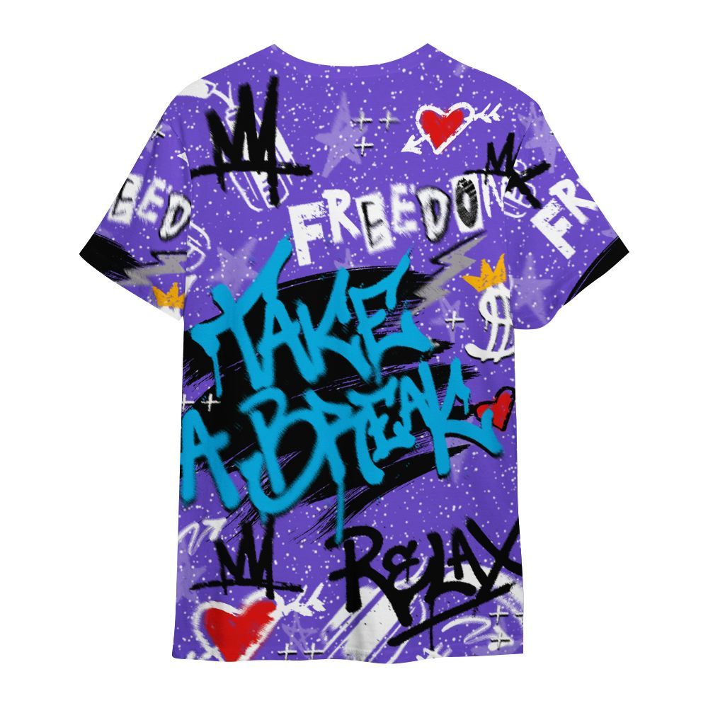 Shirt To Match Retro Aqua 8s - Take Break Freedom Graffiti Streetwear All Over Print