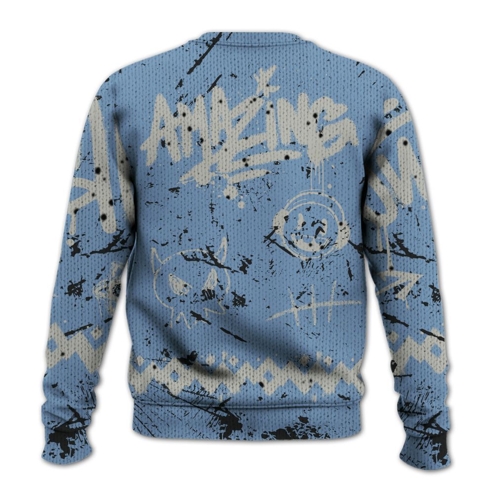 Knitted Sweater To Match University Blue 4s - Friday Sneaker Crayon