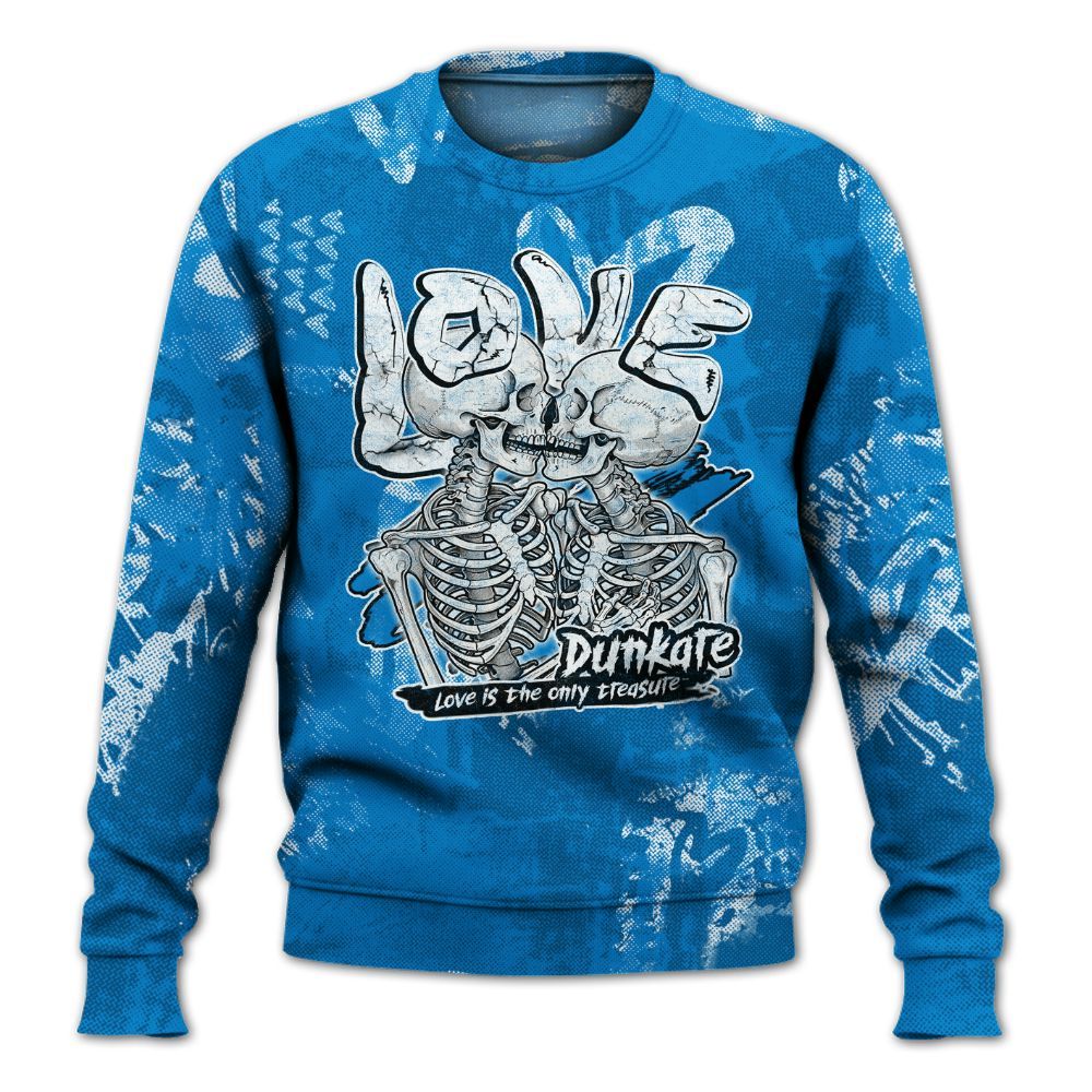 Sweatshirt To Match Industrial Blue 4s - Skull Love All Over Print