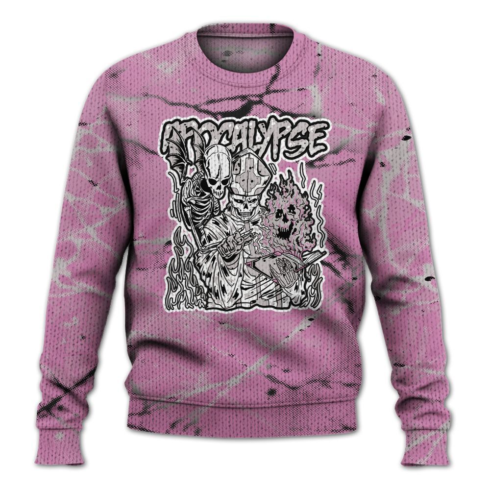 Knitted Sweater To Match Neutral Grey Black White Orchid 4s - Apocalypse Skeleton Profound