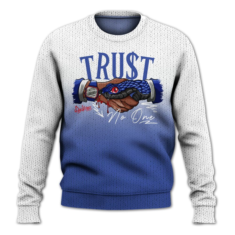 Knitted Sweater To Match Air Griffey Max USA Red White Blue 1s - Snake Trust No One Drip