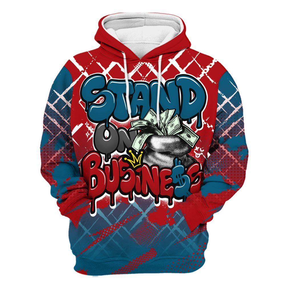 Hoodie To Match OG Varsity Red 17s - Halftone Stand Business Dripping All Over Print