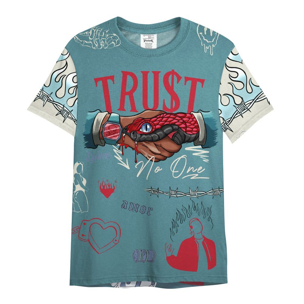 Shirt To Match Dunk Low Denim Turquoise Royal - Snake Trust No One All Over Print
