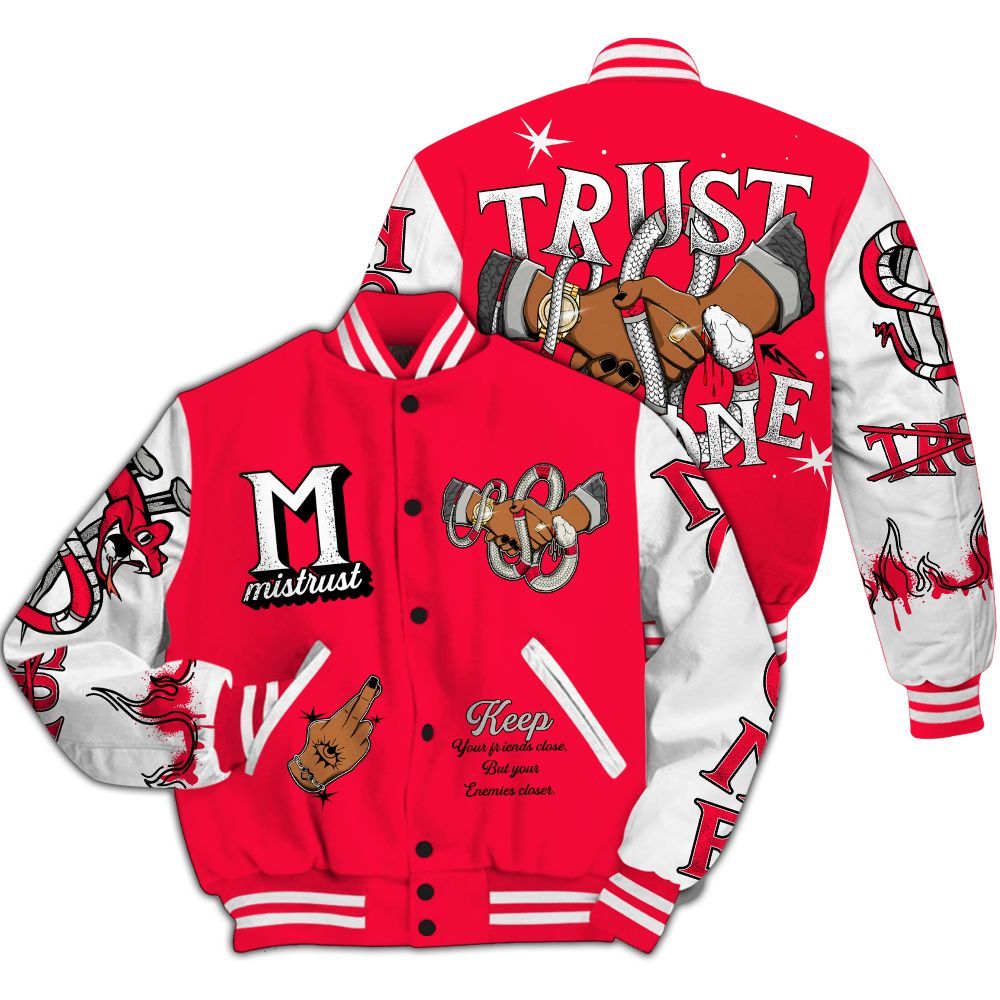 Varsity Jacket To Match Retro Fire Red 3s - Trust No One Snake-Bite Street Style All Over Print