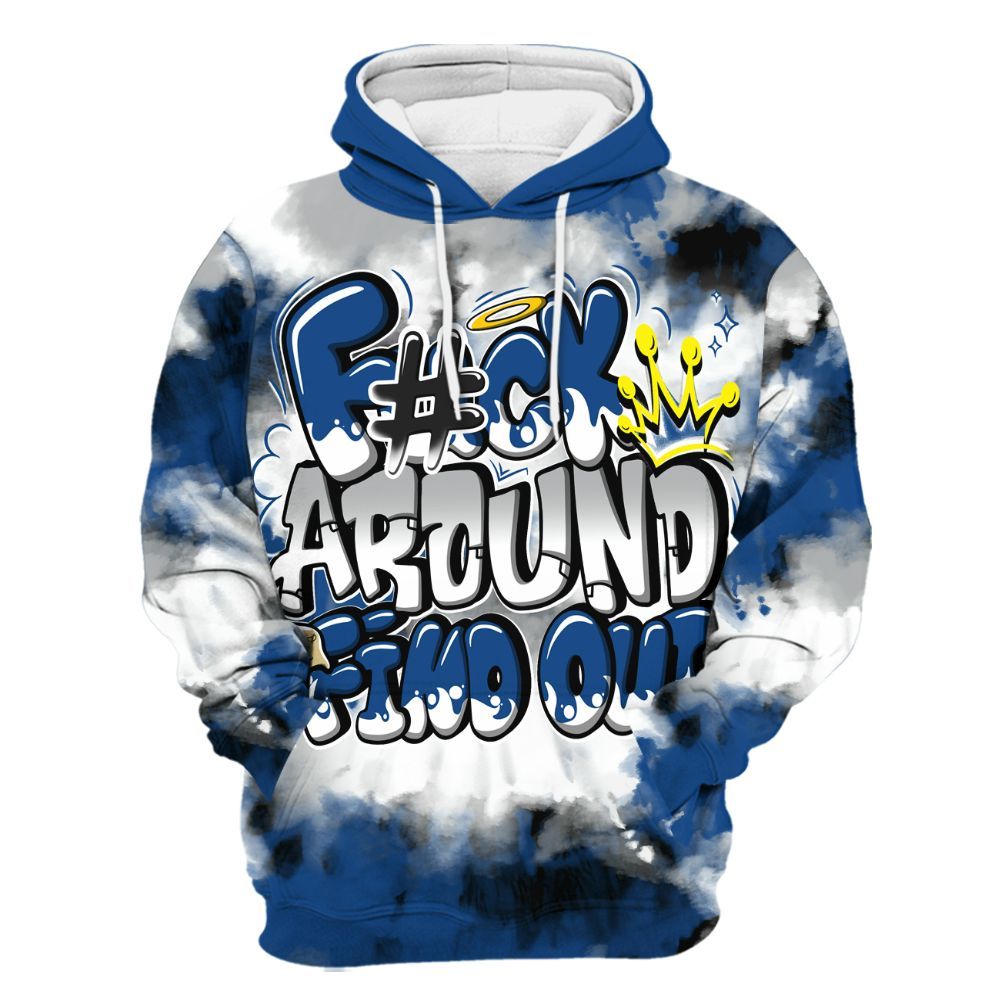 Hoodie To Match Air Ship Royal Blue - Tie Dye FK Around Find Out All Over Print