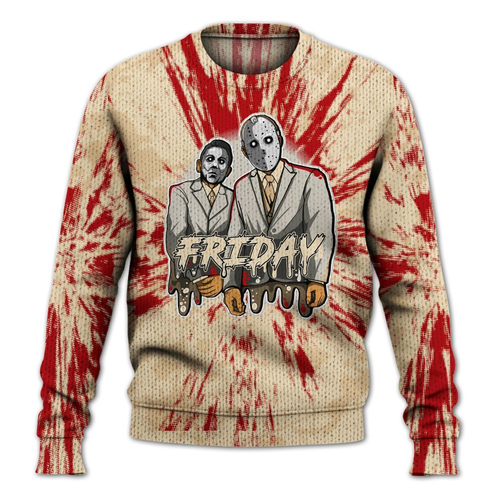 Knitted Sweater To Match Dunk Low Strawberry Waffle - Friday Halloween Graphic Luxury