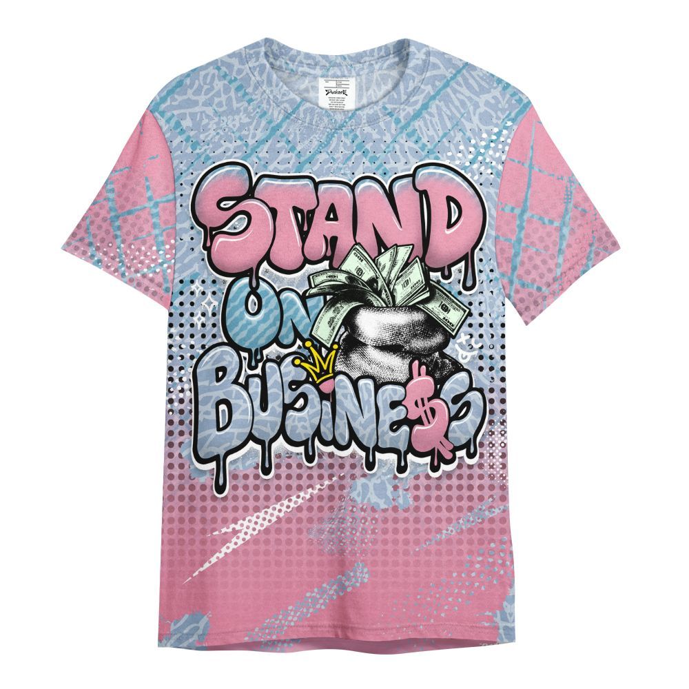 Shirt To Match Denim Pink Glow 3s - Halftone Stand Business Dripping All Over Print