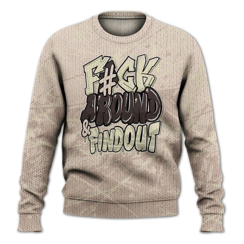 Knitted Sweater To Match A Ma Maniere X Fossil Stone 4s - F Around Find Out Graphic Profound