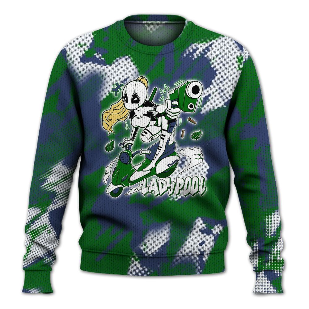 Knitted Sweater To Match Midnight Navy 13s - Lady Pool Cartoon Abstract Halftone