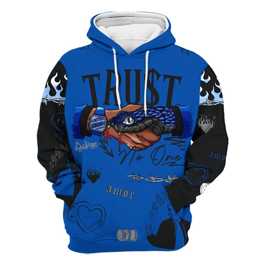 Hoodie To Match Racer Blue 5s - Snake Trust No One All Over Print