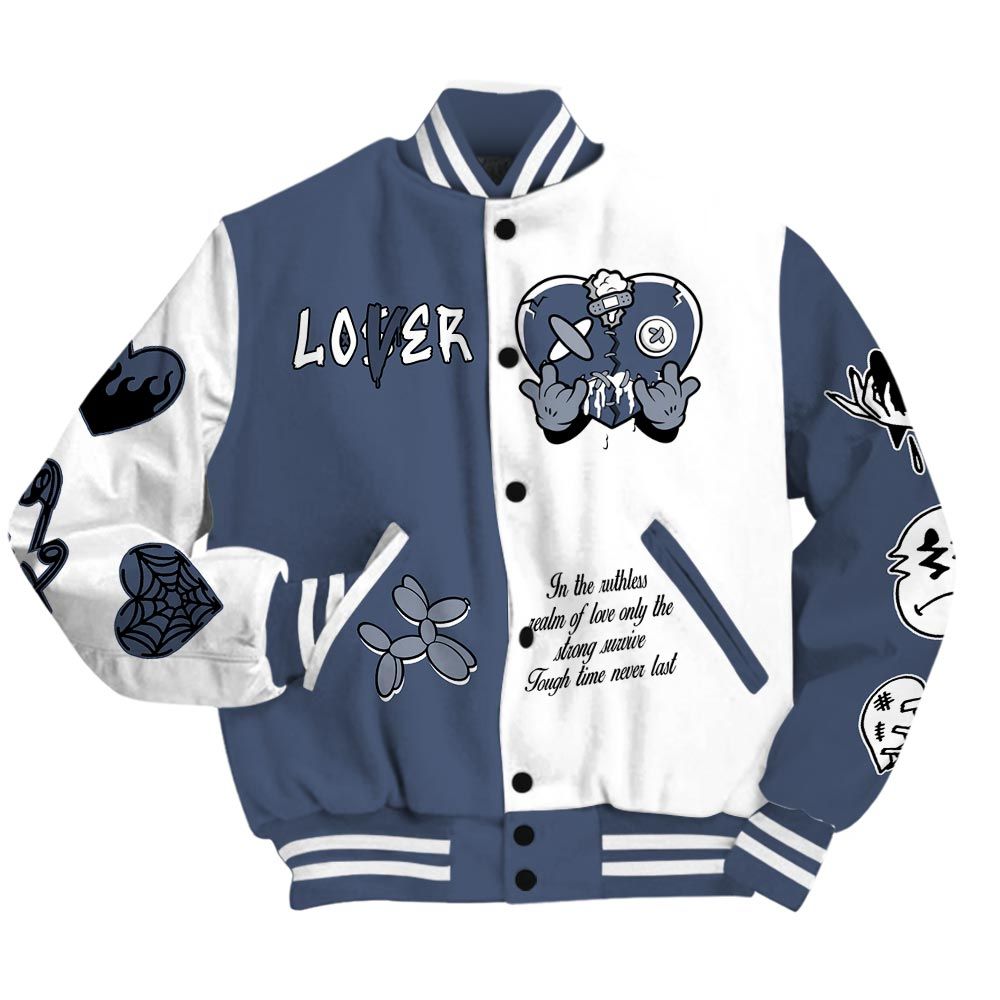 Varsity Jacket To Match Low Diffused Blue 11s - Loser Lover Heart F Ck Love Baseball Varsity Jacket Outfit Unisex