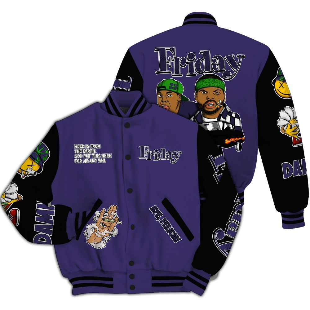 Varsity Jacket To Match Retro Court Purple 13s - Friday Sneaker Stress Style All Over Print