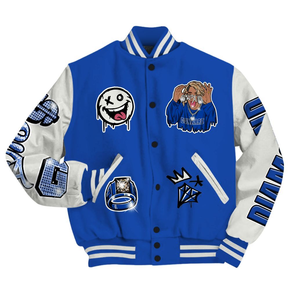 Varsity Jacket To Match Dunk High Racer Blue - Pressures Makes Varsity Jacket To Match All Over Print