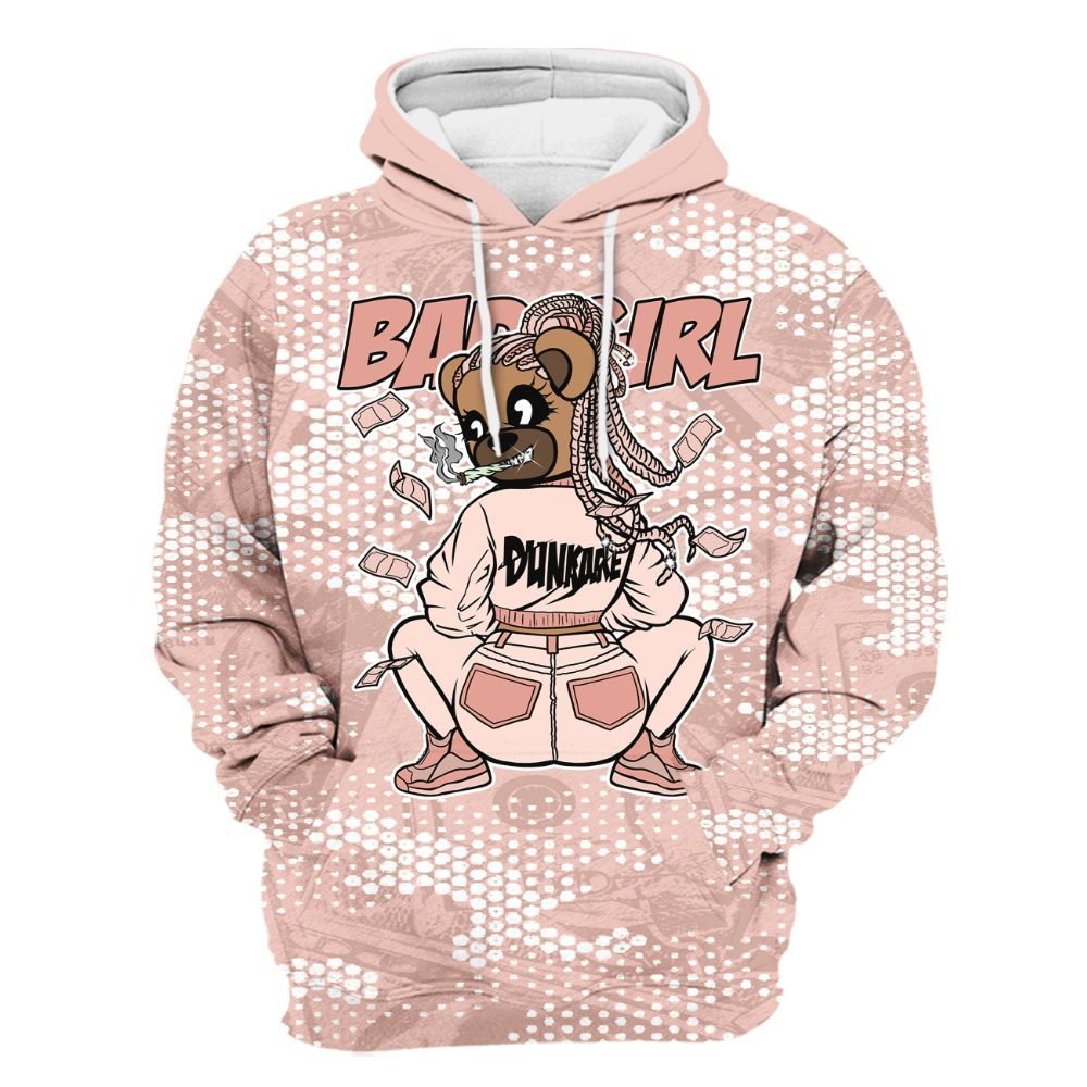 Hoodie To Match Low Legend Pink 11s - Rebellious Girl Bear Banknotes Art All Over Print