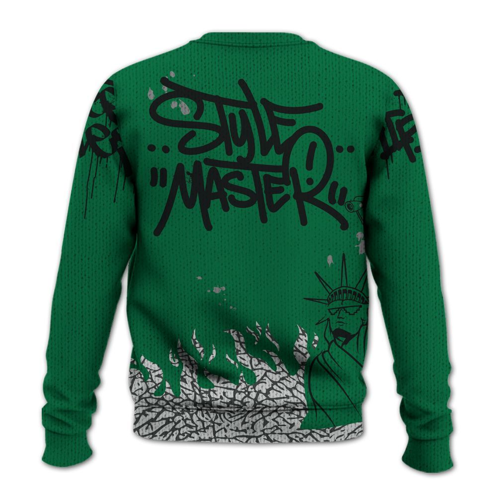 Knitted Sweater To Match Pine Green 3s - Graphic Fck Around Find Out