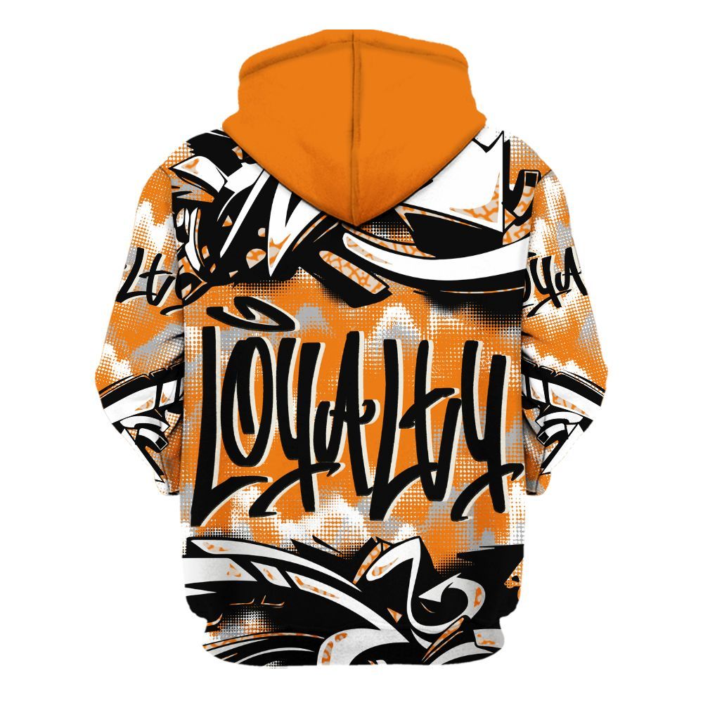 Hoodie To Match Orange Citrus 3s - Loyalty Out Value Graffiti All Over Print