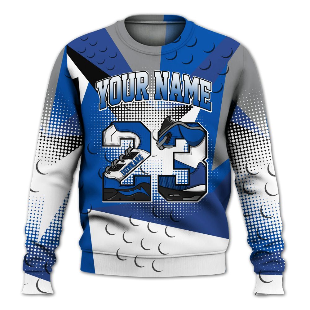 Sweatshirt To Match Racer Blue 5s - Poly Custom Name Number 23 5s All Over Print