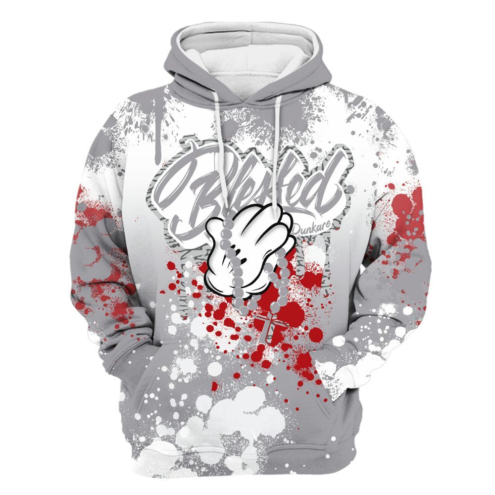 Hoodie To Match Cement Grey 3s - God Blessed Ink Drip All Over Print
