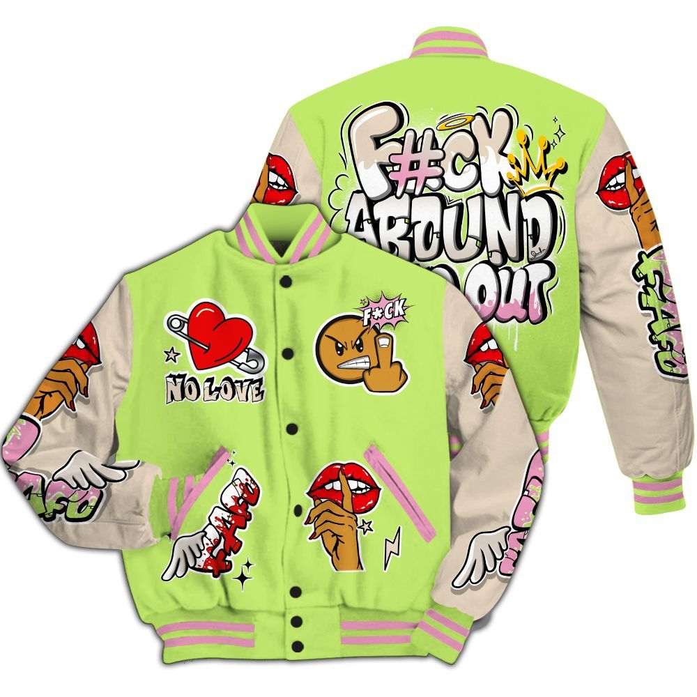 Varsity Jacket To Match Jack Black Night Silver - FK Around Find Out All Over Print