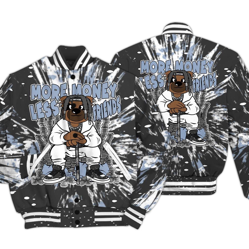 Varsity Jacket To Match Reverse Black White 6s - More Moneys Bear Luxury Varsity Jacket Unisex