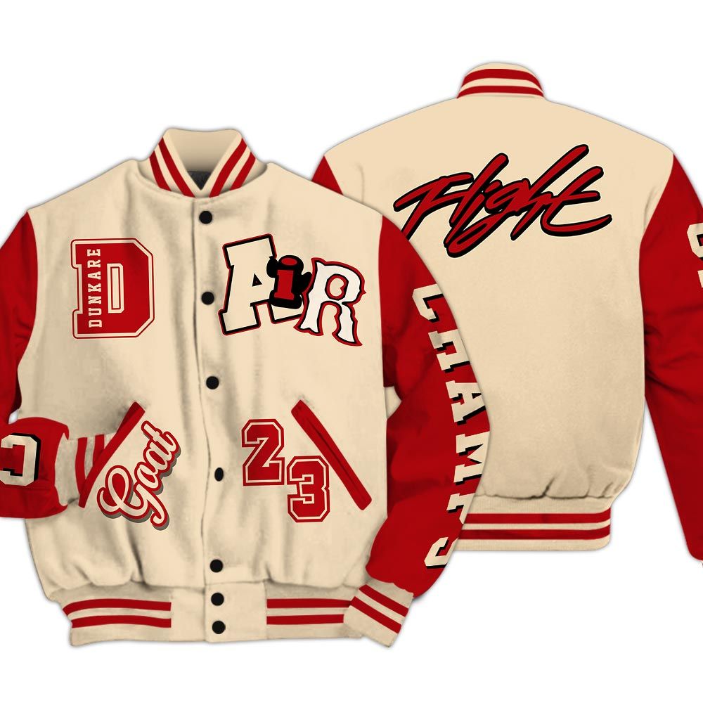 Varsity Jacket To Match Dunk Low Strawberry Waffle - AIR Number 23 GOAT Baseball Varsity Jacket Unisex Outfit