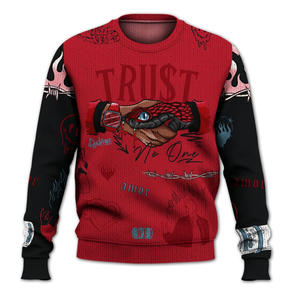 Knitted Sweater To Match Retro Raging Bull 5s - Snake Trust No One