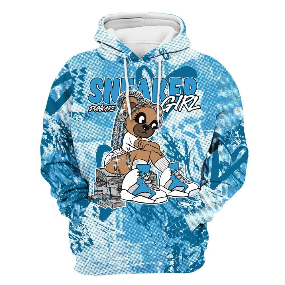 Hoodie To Match Powder Blue 9s - Sneaker Girl Bear Heart Grunge All Over Print