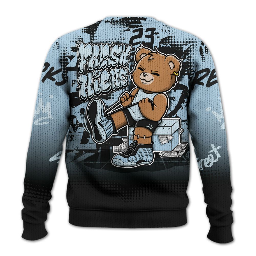 Sweater To Match Foamposite One Psychic Blue - Fresh Kicks Bear Grunge Graphic