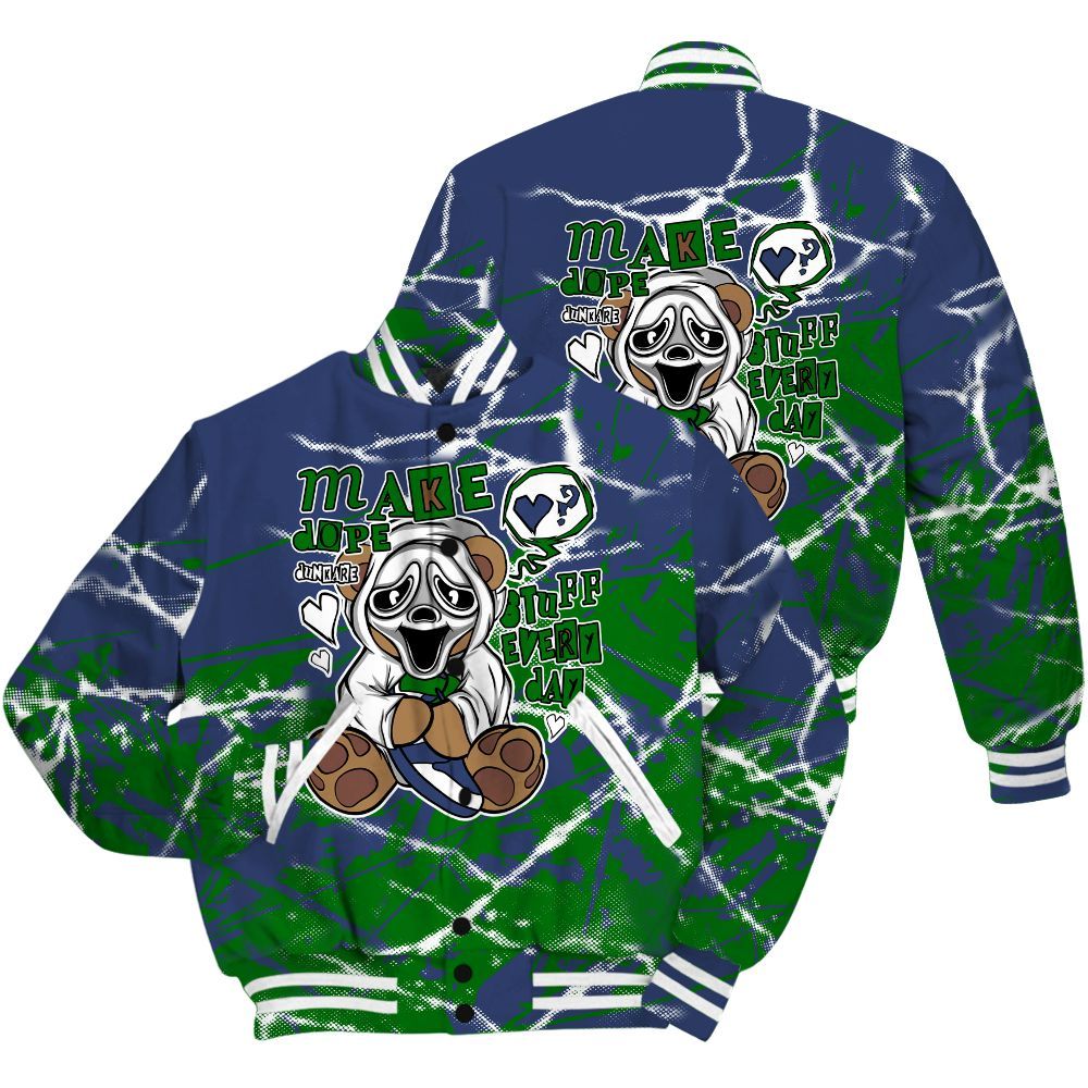 Varsity Jacket To Match Midnight Navy 13s Shirt - Make Dopes Bear Profound All Over Print