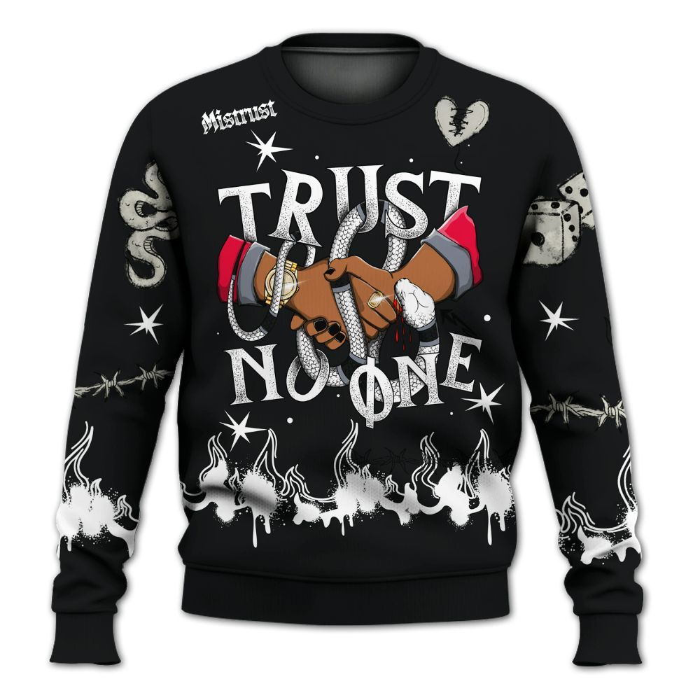 Sweatshirt To Match Mid Black Metallic 1s - Trust No One Snake-Bite Doodle Crayon All Over Print