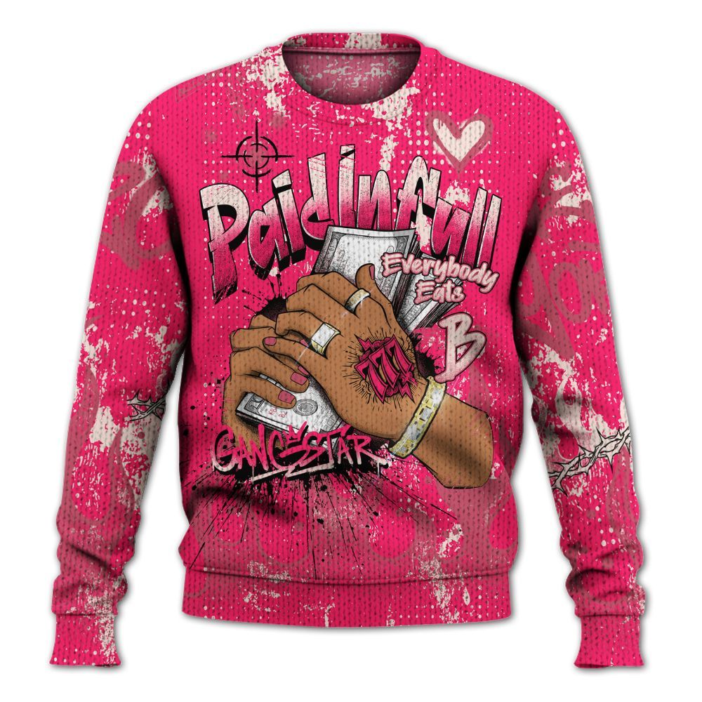 Sweater To Match A'One Hyper Pink Shirt, Lucky Money Paid In Full Graffiti Graphic