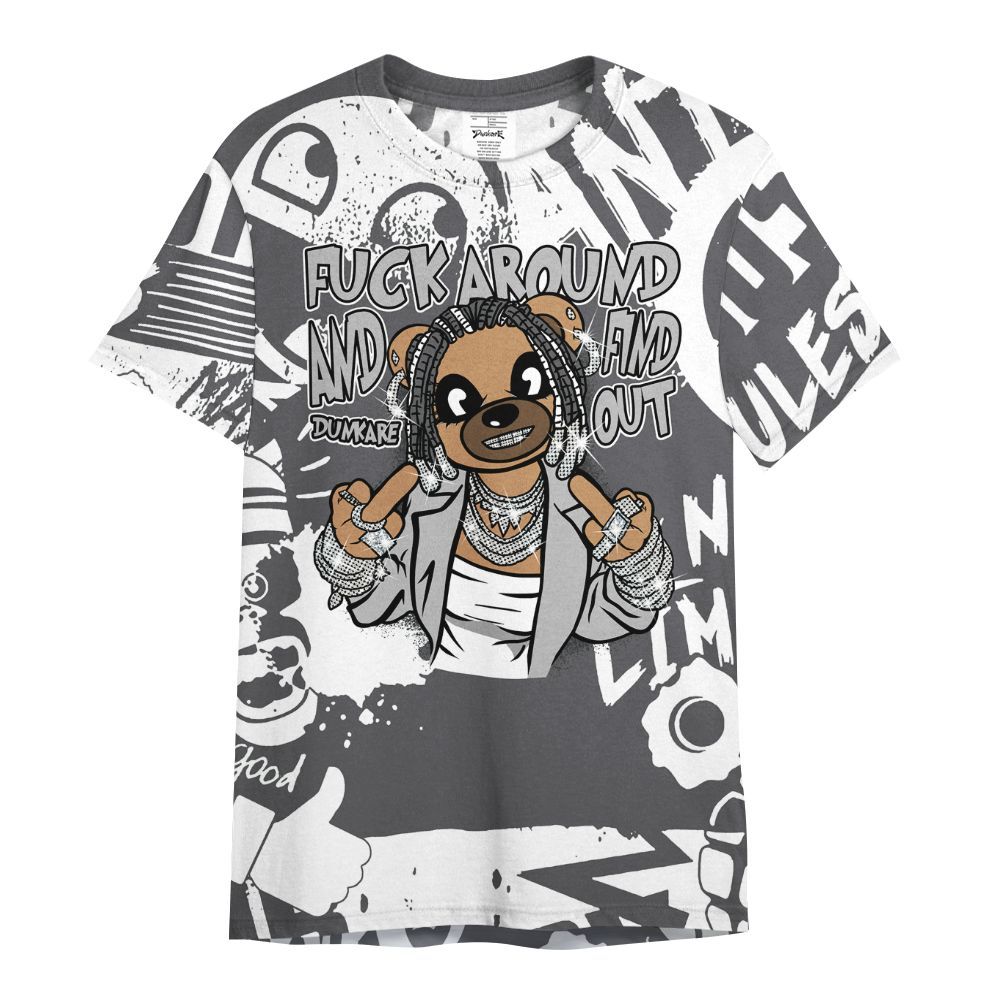 Shirt To Match White Thunder 4s - F#ck Around Bear Bear Monogram Graffiti All Over Print