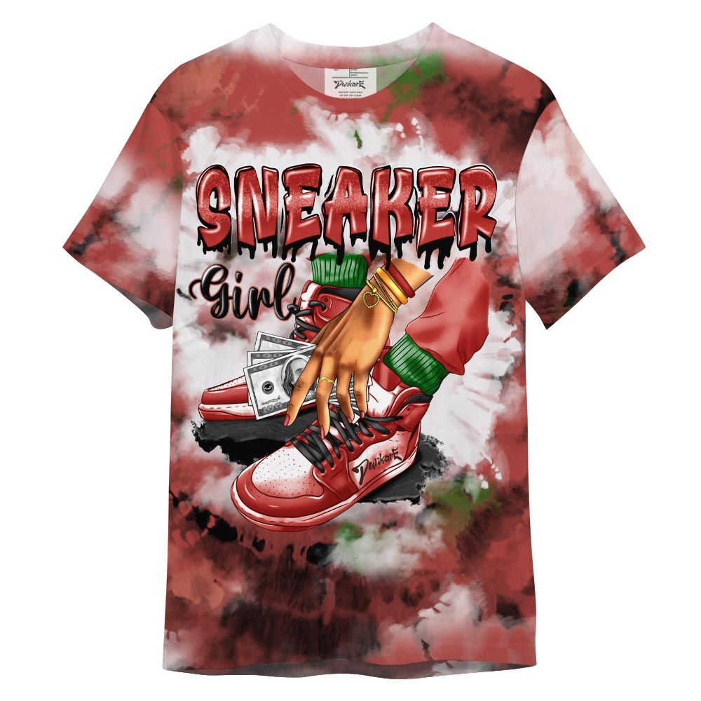 Shirt To Match Shirt Streetwear SNEAKER Girl Money Drip Tie Dye, Dune Red 13s T-- To Match Sneaker Dune Red 13s Graphic Tee NCT