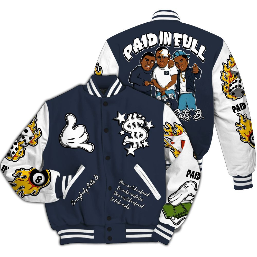 Varsity Jacket To Match Retro Obsidian 13s - Everybody Paid In Full Graphic All Over Print