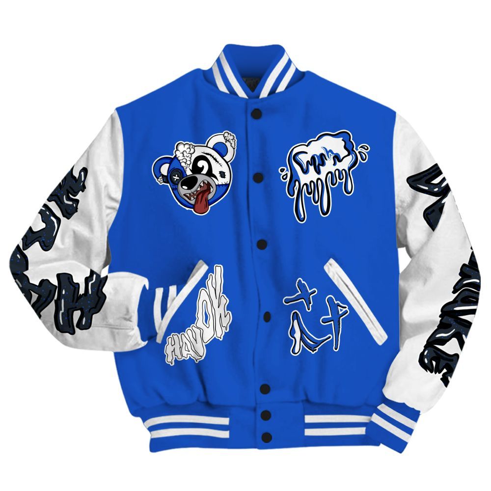 Varsity Jacket To Match Retro Stealth 5s - Havok Bear All Over Print