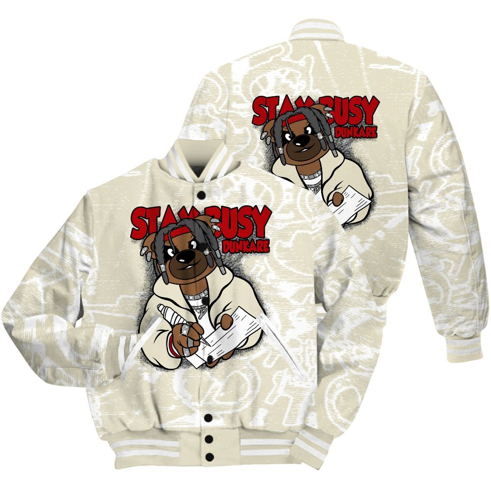 Varsity Jacket To Match Cement Grey 3s Shirt - Maintain Activity Bear Avant-Garde All Over Print