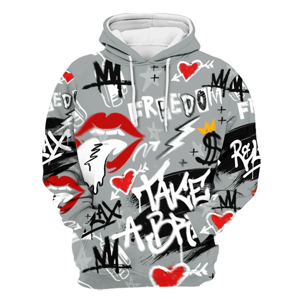Hoodie To Match Dunk Low White Light Smoke Grey - Take Break Freedom Graffiti Streetwear All Over Print
