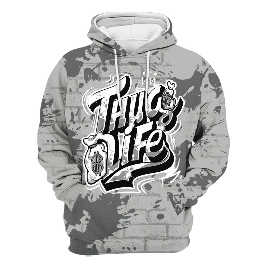 Hoodie To Match Retro Wet Cement 4s - Free Thug Living Graphic Brick Art All Over Print