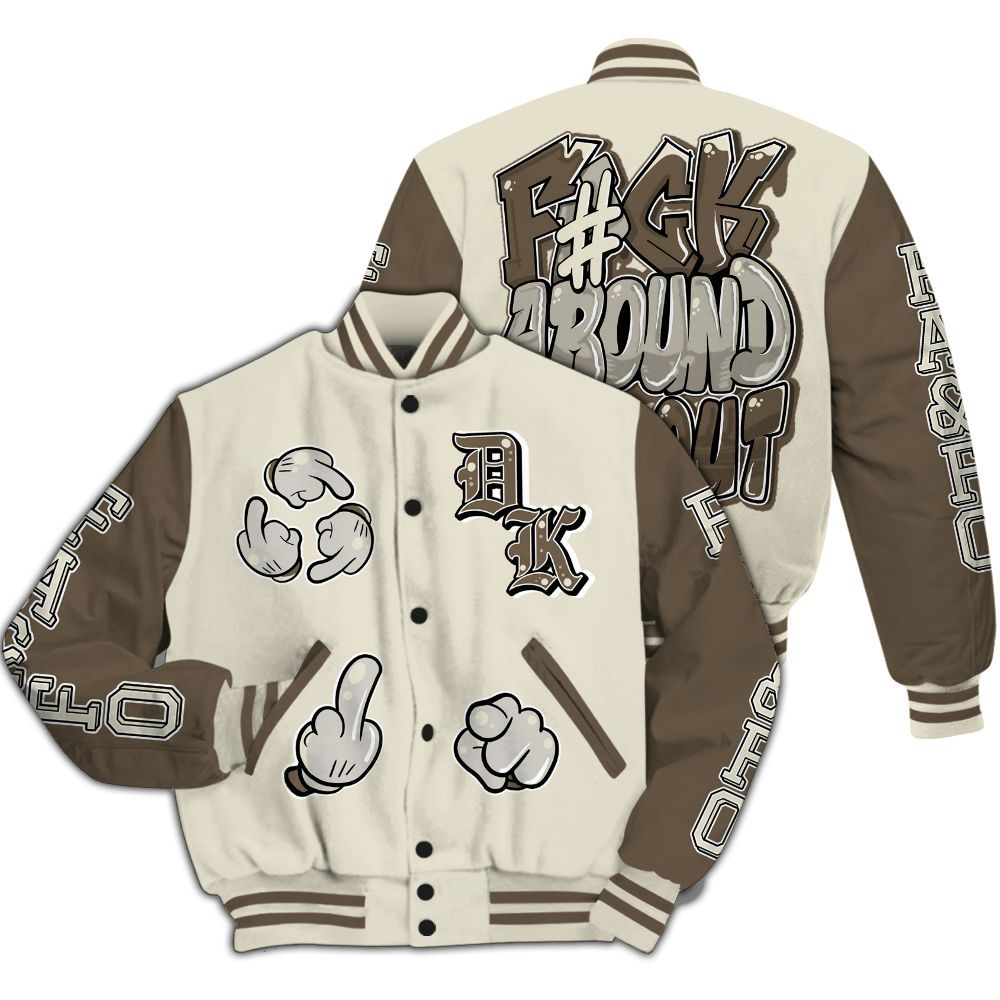 Varsity Jacket To Match Orewood Brown 3s - F Around Find Out Graphic All Over Print